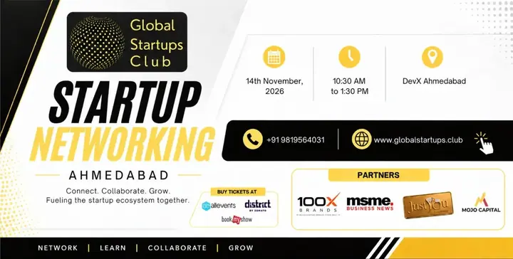 Global Startups Club: Startup Networking Ahmedabad 2026 poster